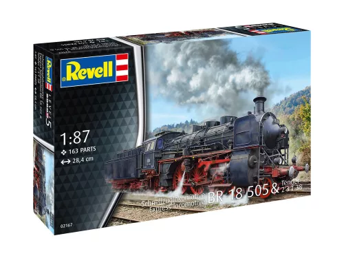 Revell Express Locomotive BR 18 505 with Tender 2'3' T38 – 1:87 mozdony makett