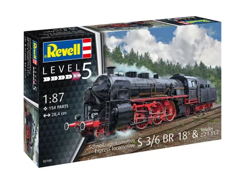 Revell Express Locomotive S 3/6 BR 18(5) with Tender 2'2' T – 1:87 mozdony makett