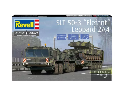 Revell SLT 50-3 "Elefant" + Leopard 2A4 – 1:72 katonai járműszállító és harckocsi makett szett
