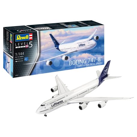 Revell Boeing 747-8 Lufthansa New Livery makett 1:144 repülő makett 03891R