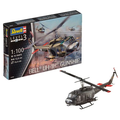 Revell Bell UH-1H Gunship 1:100 helikopter makett 04983R