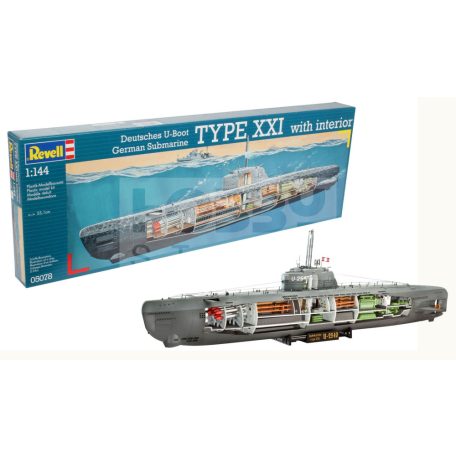 Revell German U-Boot Type XXI with interior 1:144 tengeralattjáró makett 05078R