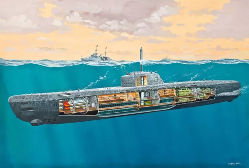 Revell German Submarine Type XXI U 2540 with Interior – 1:144 tengeralattjáró makett