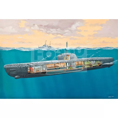 Revell German U-Boot Type XXI with interior 1:144 tengeralattjáró makett 05078R