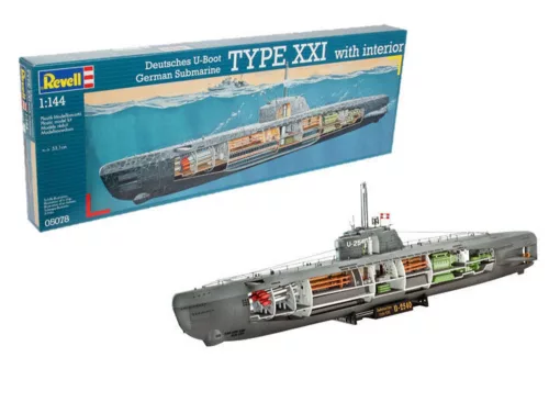 Revell German Submarine Type XXI U 2540 with Interior – 1:144 tengeralattjáró makett