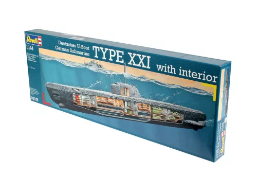 Revell German Submarine Type XXI U 2540 with Interior – 1:144 tengeralattjáró makett