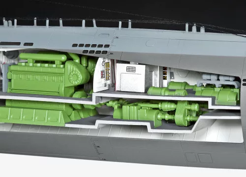 Revell German Submarine Type XXI U 2540 with Interior – 1:144 tengeralattjáró makett