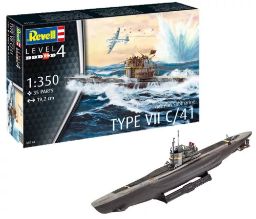 Revell German Submarine Type VII C/41 – 1:350 tengeralattjáró makett