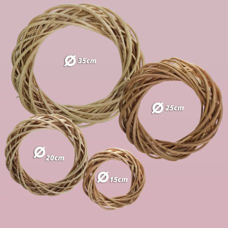 Natúr vessző koszorúalap 15 cm – ajtódísz és kreatív koszorúk készítéséhez