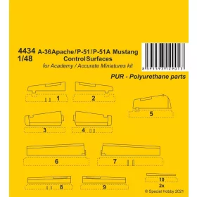   CMK A-36 Apache / P-51 / P-51A Mustang Control Surfaces - kormányfelületek