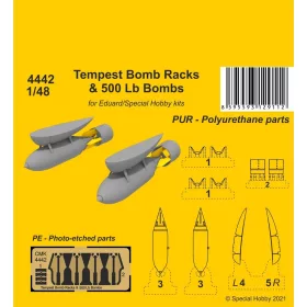  CMK Tempest Bomb Racks & 500 Lb Bombs - bombatartók 500 fontos bombákkal
