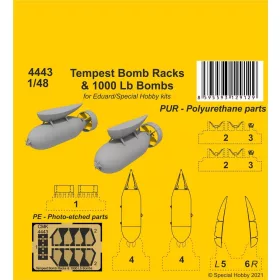   CMK Tempest Bomb Racks & 1000 Lb Bombs - bombatartók 1000 fontos bombákkal