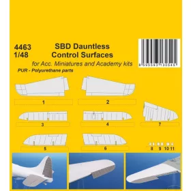   CMK SBD Dauntless Control Surfaces / for Acc. Miniartures and Academy kits - kormányfelületek, Accurate Miniatures / Academy maketthez