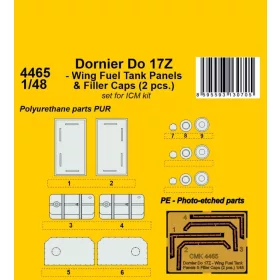   CMK Dornier Do 17Z - Wing Fuel Tank Panels & Filler Caps (2 pcs.) 1/48 - szárny-üzemanyagtartály panelek és betöltőnyílás-sapkák, 2 db