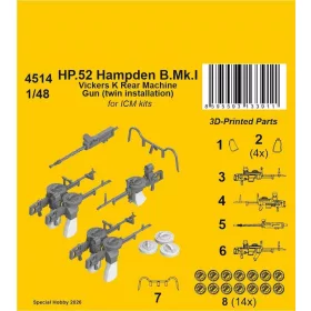   CMK HP.52 Hampden B.Mk.I - Vickers K Rear Machine Gun (twin installation) for ICM - HP.52 Hampden B.Mk.I - Vickers K hátsó (twin installation) – géppuska