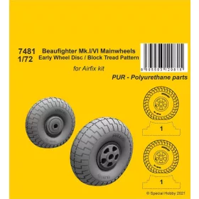   CMK Beaufighter Mk.I/VI Mainwheels - Early Wheel Disk / Block Tread Pattern - Beaufighter Mk.I/VI - korai kerék tárcsa / Block futófelületi mintázat – főfutókerekek