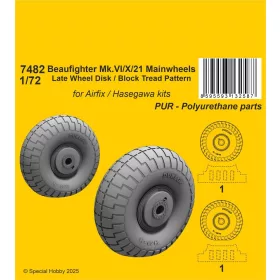   CMK Beaufighter Mk.VI/X/21 Mainwheels - Late Wheel Disk  Block Tread Pattern - Beaufighter Mk.VI/X/21 - késői kerék tárcsa Block futófelületi mintázat – főfutókerekek
