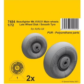   CMK Beaufighter Mk.VI/X/21 Mainwheels - Late Wheel Disk / Smooth Tyre - Beaufighter Mk.VI/X/21 - késői kerék tárcsa / sima futófelületű gumiabroncs – főfutókerekek