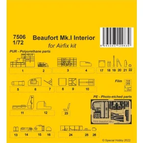   CMK Beaufort Mk.I Interior for Airfix kit - Beaufort Mk.I belső tér – cockpit-/belsőtér-részletező készlet