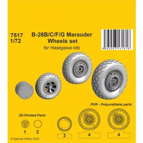   CMK B-26B/C/F/G Marauder Wheels set for Hasegawa and Eduard kits - kerékkészlet