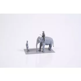   CMK Mechanic of India WWII+Elephant with Mahout (2 fig.+elephant) – állatfigura makett