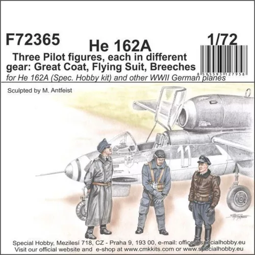 CMK He 162-Three Pilot figures,each i.different gear:Great Coat,Flying Suit,Breeches – figura makett