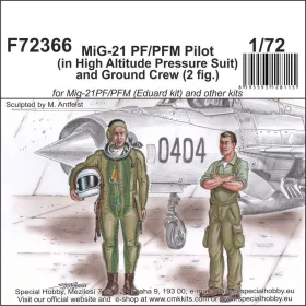   CMK MiG-21 PF/PFM Pilot (in High Altitude Pressure Suit) and Ground Crew (2 fig.) – figura makett