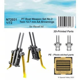   CMK PT Boat Weapon Set No.2 - Twin 12.7 mm AA Brownings (2 printed pcs) 1/72 - PT csónak – iker 12,7 mm-es légvédelmi Browning géppuskák, 2 db 3D nyomtatott – fegyverzetkészlet