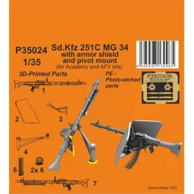   CMK Sd.Kfz 251C MG 34 with armor shiels and pivot mount 1/35 – géppuska-feljavító készlet