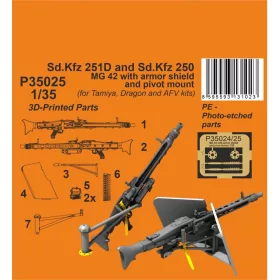   CMK Sd.Kfz 251D/250A MG 42 with armor shiels and pivot mount 1/35 for Tamiya and Dragon kits – géppuska-feljavító készlet
