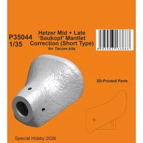   CMK Hetzer Mid + Late ‘Saukopf’ Mantlet Correction (Short Type) for Takom - Hetzer középső/késői változat – rövid „Saukopf” lövegpajzs korrekciós készlet