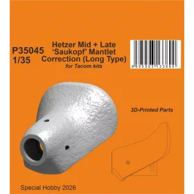   CMK Hetzer Mid + Late ‘Saukopf’ Mantlet Correction (Long Type) for Takom - Hetzer Mid + késői ‘Saukopf’ lövegpajzs (hosszú típus) – korrekciós készlet
