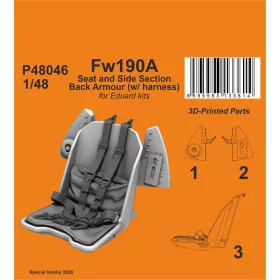   CMK Fw190A Seat and Side Section Back Armour (w/ harness) for Eduard - Fw190A és oldalsó hátpáncél-rész ( biztonsági öv) – ülés