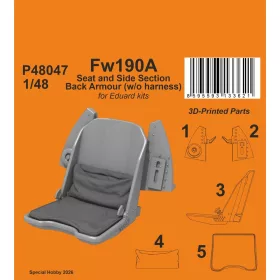   CMK Fw190A Seat and Side Section Back Armour (w/o harness) for Eduard - Fw190A és oldalsó hátpáncél-rész (o biztonsági öv) – ülés