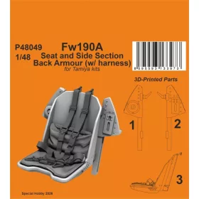   CMK Fw190A Seat and Side Section Back Armour (w/ harness) for Tamiya - Fw190A és oldalsó hátpáncél-rész ( biztonsági öv) – ülés