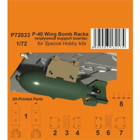   CMK P-40 Wing Bomb Racks (w/plywood support boards) - szárny alatti bombatartók rétegeltlemez támasztólapokkal