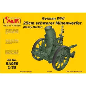   CMK German WWI 25cm schwerer Minenwerfer/ Heavy Mortar-All Resin kit – fegyverrendszer makett