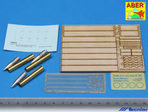 Aber Models 8,8 cm Tiger I high-explosive Ammo with box - 8,8 cm-es repesz-romboló lőszerkészlet