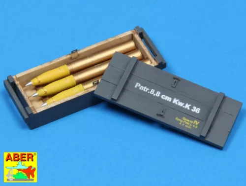Aber Models 8,8 cm Tiger I high-explosive Ammo with box - 8,8 cm-es repesz-romboló lőszerkészlet