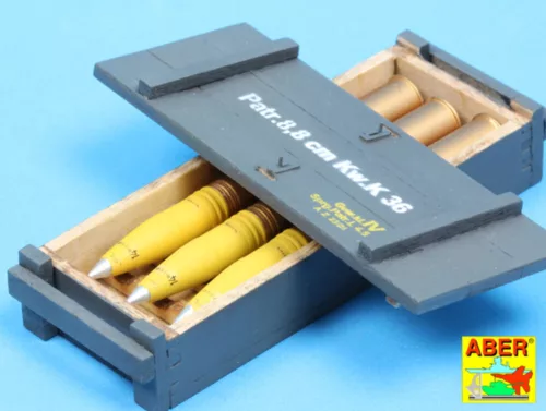 Aber Models 8,8 cm Tiger I high-explosive Ammo with box - 8,8 cm-es repesz-romboló lőszerkészlet