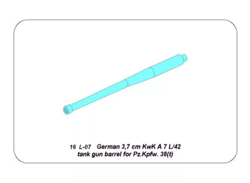 Aber Models German 3,7 cm KwK A 7 L/42 tank gun barrel for Pz.Kpfw.(38) - német 3,7 cm-es KwK A 7 L/42 harckocsi-lövegcső – Pz.Kpfw. 38 maketthez