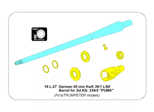 Aber Models German 5cm KwK39 Barrel for Sd.Kfz.234/2 PUMA (Das Werk model) - Sd.Kfz.234/2 PUMA (Das Werk változat) – német 5 cm-es KwK39 lövegcső