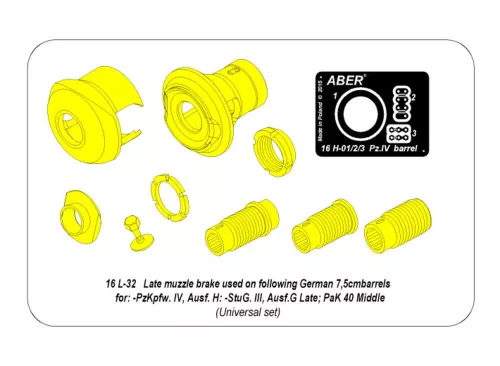 Aber Models Late muzzle brake to barrels in Pz.IVH; Stug.IIIG or PaK 40 - késői – késői csőszájfék