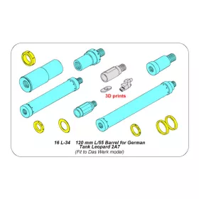   Aber Models 120 mm L/55 Barrel for German Tank Leopard 2A7V - 120 mm-es L/55 lövegcső – Leopard 2A7V-hez