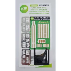   Art Scale Kit A-20J/K Havoc – korai típusú ülés textil biztonsági övekkel és fotómaratott övcsatokkal