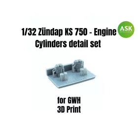   Art Scale Kit Zündap KS 750 - Engine Cylinders detail set for Great Wall Hobby - Zündapp KS 750 motorhengerek részletező készlet