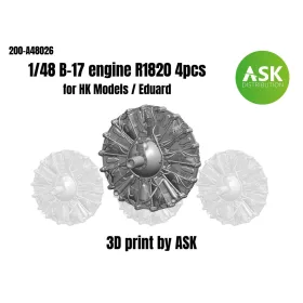   Art Scale Kit Wright R-1820 engine set, 4 pc. for B-17 for HK Models - Wright R-1820 motorkészlet B-17-hez – 4 db