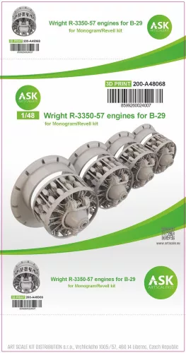 Art Scale Kit B-29 engine set - Wright R-3350-57, 4 pc. set, ASK 200-A48070 - Wright R-3350-57 motorkészlet – 4 db