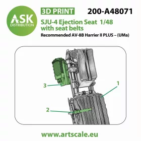   Art Scale Kit SJU-4 Ejection Seat with seat belts - 1 pc for Uma - AV-8B Harrier II Plus – SJU-4 katapultülés biztonsági övekkel, 3D nyomtatott – 1 db