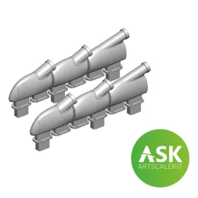   Art Scale Kit Spitfire Mk.Vb Exhausts round type for Eduard - kerek típusú kipufogócsonkok